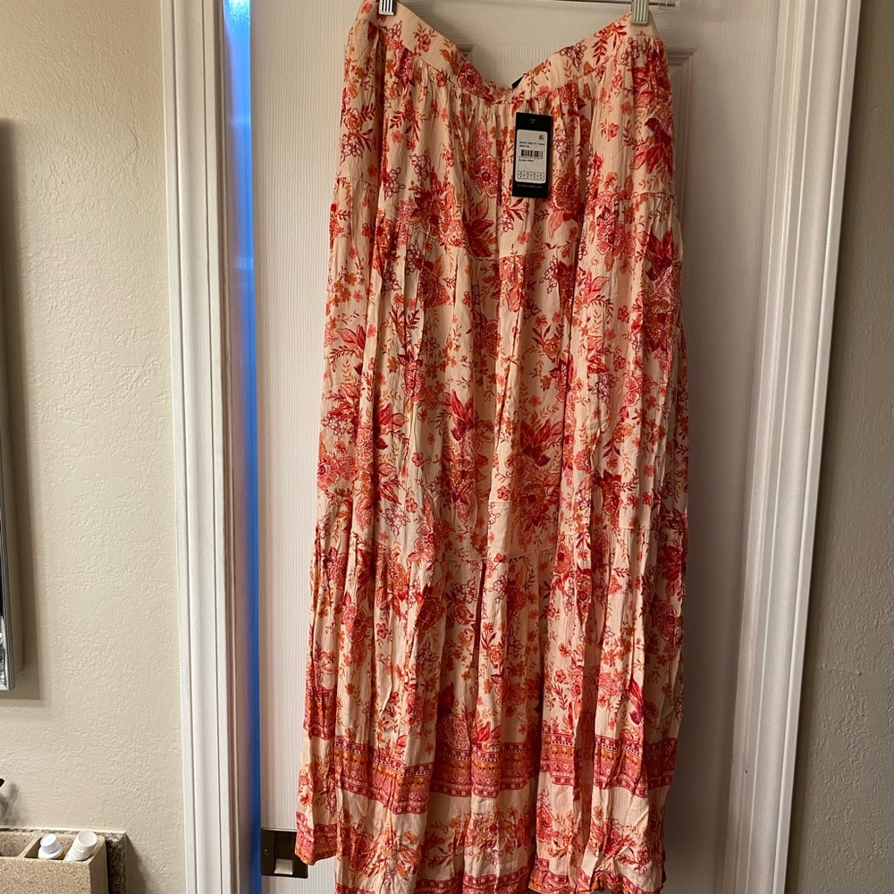 City Chic Cream and Red Maxi  Skirt